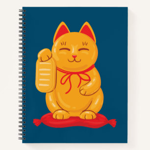 Japanische Maneki Neko Gold Cat, Symbol des Wohlst Notizblock