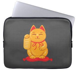 Japanische Maneki Neko Gold Katze, Symbol des Reic Laptopschutzhülle