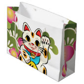Japanische maneki Neko Kirschblüte Geschenk-Tasche Große Geschenktüte (Vorderseite Schrägansicht)