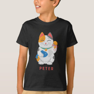 Japanische Maneki Neko Weiße Katze, Glückssymbol T-Shirt