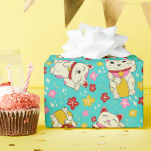 Japanische Maneki Neko winkende Glückskatzen Geschenkpapier
