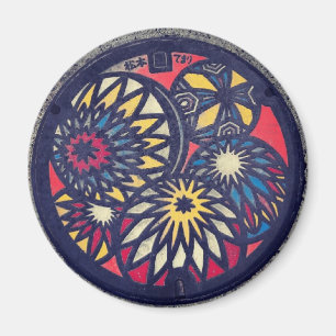 Japanische Manhole Cover Arts - Matsumoto Stadt Magnet
