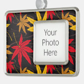 JAPANISCHE MAPLE LEAF (SCHWARZ) Rahmen-Ornament SILBER (Links)