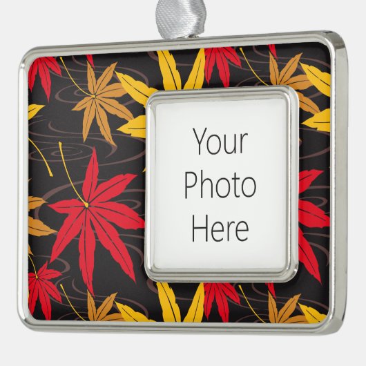 JAPANISCHE MAPLE LEAF (SCHWARZ) Rahmen-Ornament SILBER (Links)