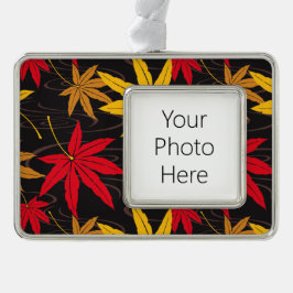 JAPANISCHE MAPLE LEAF (SCHWARZ) Rahmen-Ornament SILBER