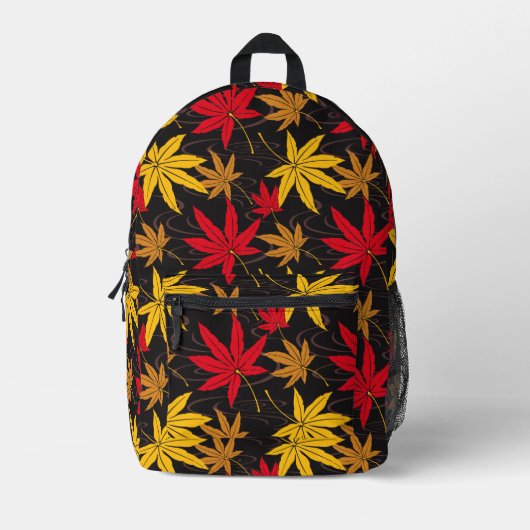 JAPANISCHE MAPLE PATTERIN IN SCHWARZ BEDRUCKTER RUCKSACK (Vorderseite)