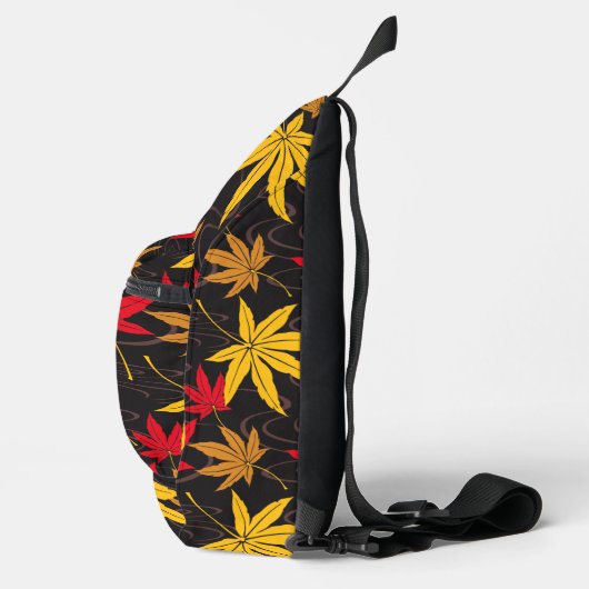 JAPANISCHE MAPLE PATTERIN IN SCHWARZ CROSSBODY BAG (Rechts)