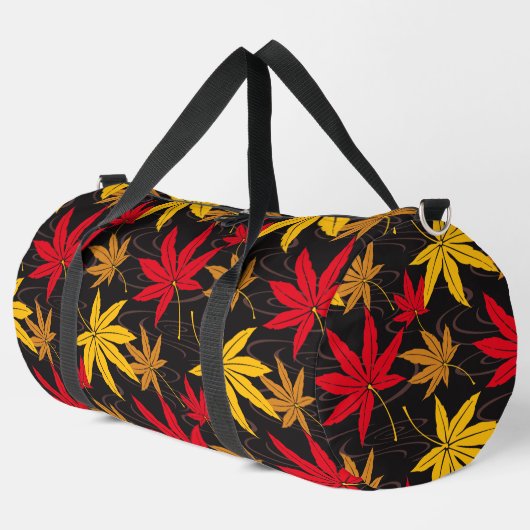 JAPANISCHE MAPLE PATTERIN IN SCHWARZ DUFFLE BAG (Linke Ecke)