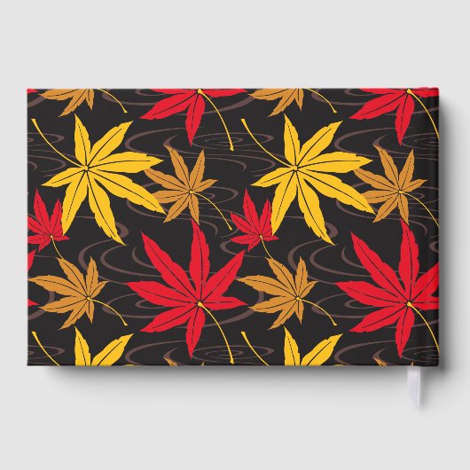 JAPANISCHE MAPLE PATTERIN IN SCHWARZ GÄSTEBUCH (Rückseite)