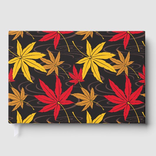 JAPANISCHE MAPLE PATTERIN IN SCHWARZ GÄSTEBUCH (Vorderseite)