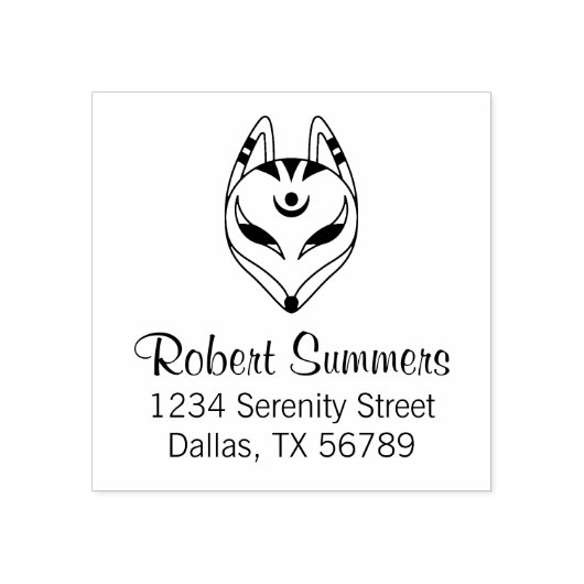 Japanische Maske "Kitsune Fox" Anschrift 3 Gummistempel (Prägung)