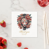 Japanische Maske mit Blume Serviette (Beispiel)
