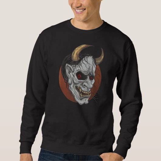 Japanische Massedemon oder Oni Skull Ästhetik Sweatshirt (Vorderseite)