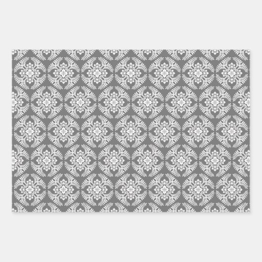 Japanische Medaillonmuster, Gold, Grau, Grün Geschenkpapier Set (Vorderseite 2)