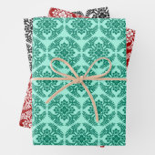 Japanische Medallion Muster, Aqua. Rot, blau, weiß Geschenkpapier Set (Beispiel)