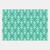 Japanische Medallion Muster, Aqua. Rot, blau, weiß Geschenkpapier Set (Vorderseite)