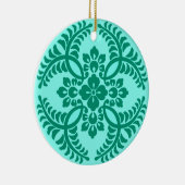 Japanische Medallion Muster, Aqua und Türkis Keramik Ornament (Rechts)