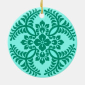 Japanische Medallion Muster, Aqua und Türkis Keramik Ornament (Hinten)