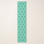 Japanische Medallion Muster, Aqua und Türkis Schal<br><div class="desc">Langer Schal im klassischen japanischen Kimono-Muster aus stilisierten,  viereckigen Medaillons aus Blätter und Blume in türkisfarbenem Türkis auf einem weichen Aquahintergrund</div>