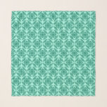 Japanische Medallion Muster, Aqua und Türkis Schal<br><div class="desc">Quadratischer Schal in einem klassischen japanischen Kimono-Muster aus stilisierten,  vier-Wege-Medaillons von Blätter und Blume in tieftürkisfarben auf einem weichen aqua Hintergrund</div>