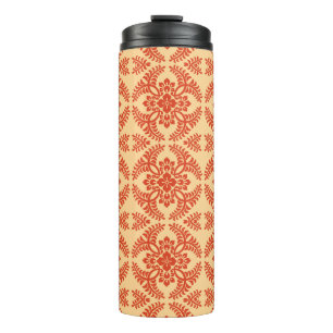Japanische Medallion Muster, Pastel Orange Thermosbecher