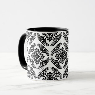 Japanische Medallion Muster, Schwarz und Weiß Tasse