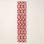 Japanische Medallion Muster, tiefrot und weiß Schal<br><div class="desc">Langer Schal in klassischem japanischem Kimono-Muster aus stilisierten,  vierseitigen Medaillons aus Blätter und Blume in Weiß auf einem tiefchinesischen Hintergrund</div>