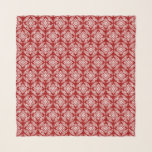 Japanische Medallion Muster, tiefrot und weiß Schal<br><div class="desc">Quadrat Schal in einem klassischen japanischen Kimono-Muster aus stilisierten,  vier-Wege-Medaillen aus Blätter und Blume in Weiß auf einem tiefen chinesischen Hintergrund</div>