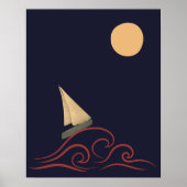 Japanische Mid Century Moon Wave Moderne Minimalis Poster (Vorne)