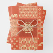 Japanische Mix Patchwork Coral Geschenkpapier Set (Beispiel)