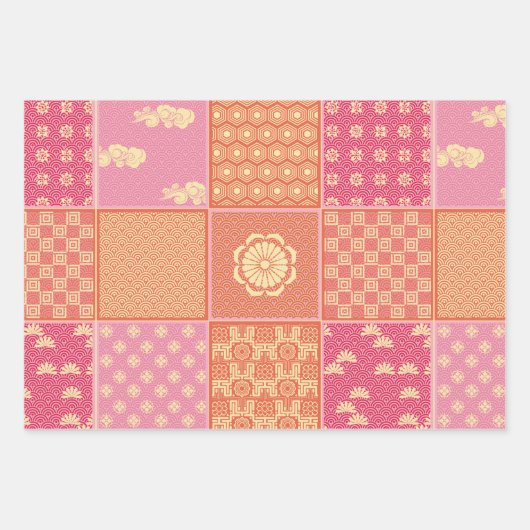 Japanische Mix-Patchwork Geschenkpapier Set (Vorderseite 2)