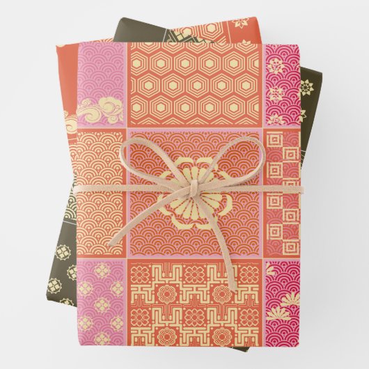 Japanische Mix-Patchwork Geschenkpapier Set (Beispiel)