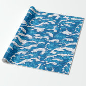 Japanische moderne Art Blue Wave Muster Geschenkpapier (Ungerollt)
