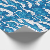 Japanische moderne Art Blue Wave Muster Geschenkpapier (Ecke)