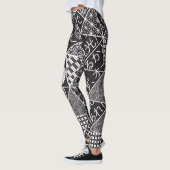 Japanische moderne Schwarz-weiße Patchwork-Muster Leggings (Links)