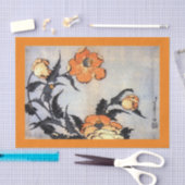 JAPANISCHE MOHNBLUMEN-DRUCK Seidenpapier ORANGE (Handwerk)