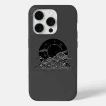Japanische Mondwelle Minimalistisches Schwarz-Weiß