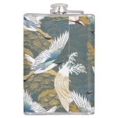 Japanische Muster für Vintage Kranvögel Flachmann (Rückseite)