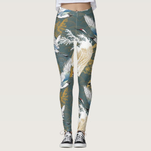 Japanische Muster für Vintage Kranvögel Leggings