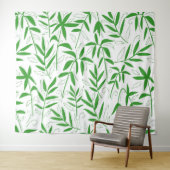Japanische Muster-grüne Bambus-Blätter Wandteppich (Beispiel (Horizontal))