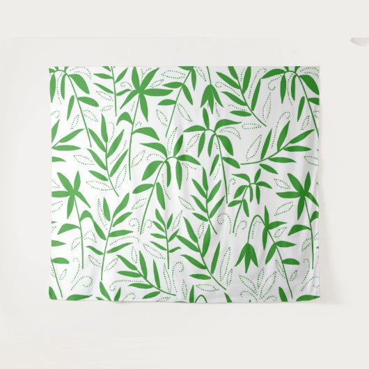 Japanische Muster-grüne Bambus-Blätter Wandteppich (Vorderseite (Horizontal))