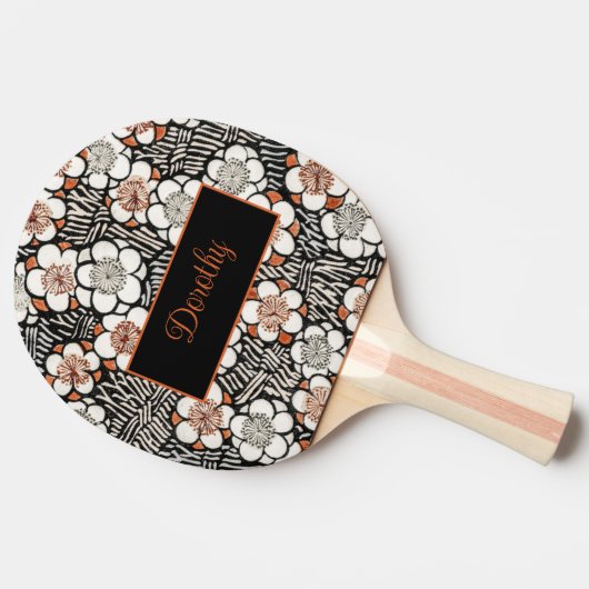 Japanische Muster in Schwarz und Rot Tischtennis Schläger (Seitenansicht)