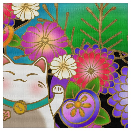 Japanische Mustergewebe mit glücklicher Katze Stoff (Muster)