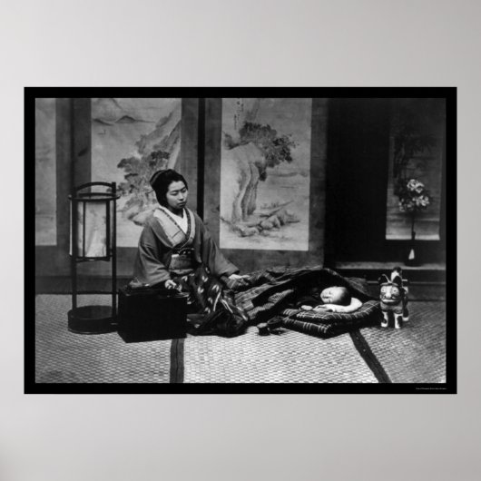 Japanische Mutter mit ihrem schlafenden Baby 1909 Poster (Vorne)