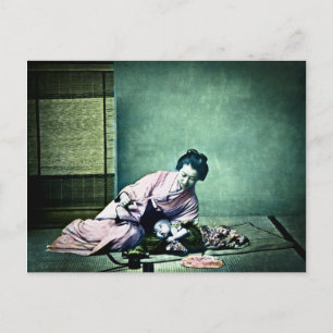 Japanische Mutter-und Baby-Vintage magische Postkarte