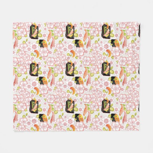 Japanische Nahrung: Sushi-Muster 2 Fleecedecke (Vorderseite (Horizontal))