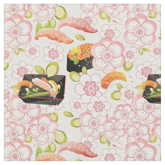Japanische Nahrung: Sushi-Muster 2 Stoff (Nahaufnahme)