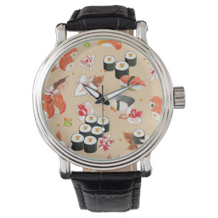 Japanische Nahrung: Sushi-Muster 3 Armbanduhr