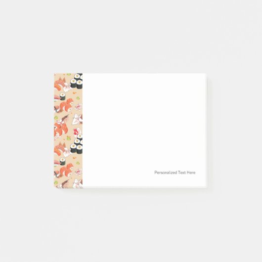 Japanische Nahrung: Sushi-Muster 3 Post-it Klebezettel (Vorderseite)