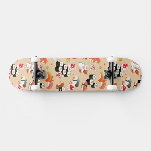 Japanische Nahrung: Sushi-Muster 3 Skateboard (Horizontal)